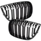 BMW 1 E81 E82 E87 E88 04-07 atrapy między reflektory (nerki) lewa + prawa kpl. BLACK GLOSSY DOUBLE BAR