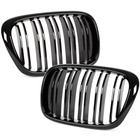 BMW 5 E39 95-03 SEDAN / KOMBI atrapy między reflektory (nerki) lewa + prawa kpl. BLACK GLOSSY DOUBLE BAR